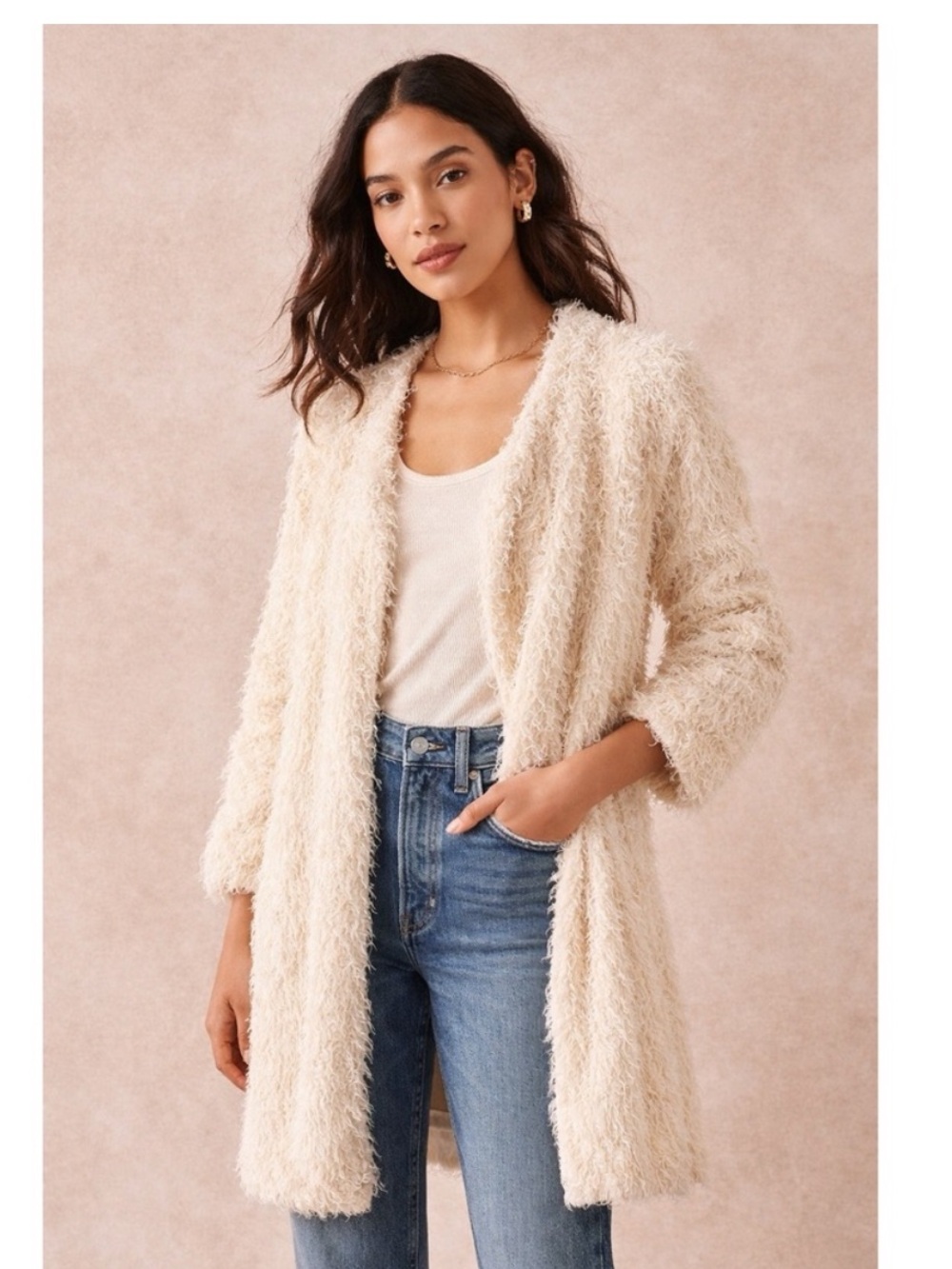 Anthropology J.O.A. Fuzzy shimmer shaggy coat